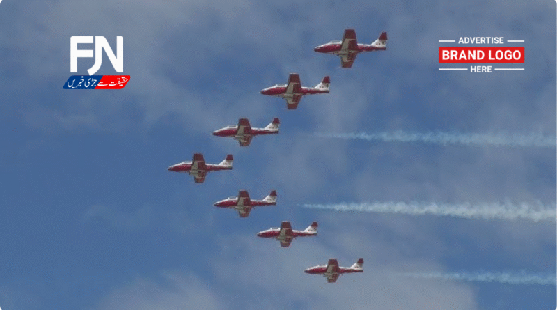 Canadian Snowbirds jet formation soaring over San Francisco Bay during Fleet Week 2025 air show