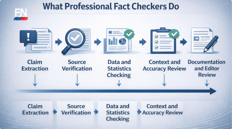 professional fact checker workflow infographic