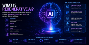 “Illustration showing what is regenerative AI and how self-improving AI systems work”