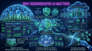 “Illustration showing what is regenerative AI and how self-improving AI systems work”